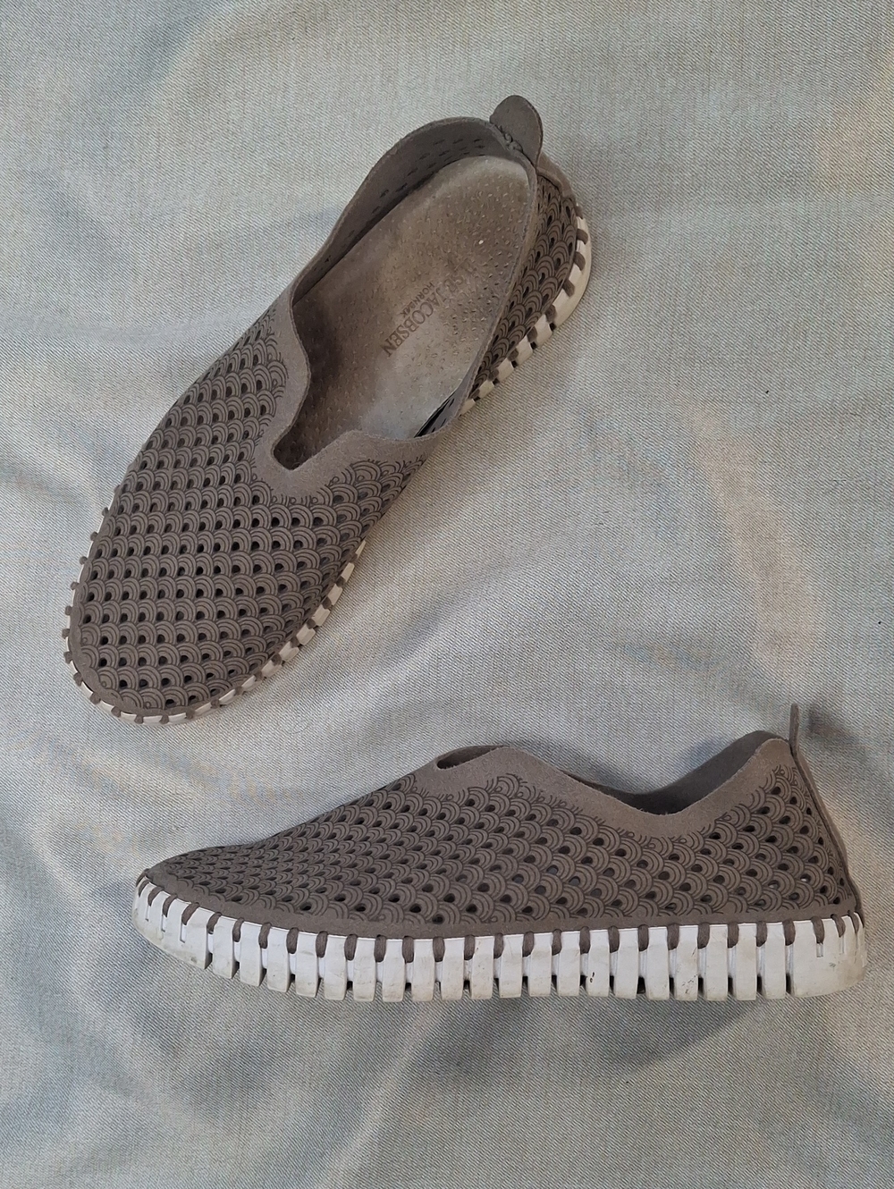 Ilse Jacobsen Tulip Perforated Slip On Flats Shoes Taupe Size 37 US 6.5 - 7